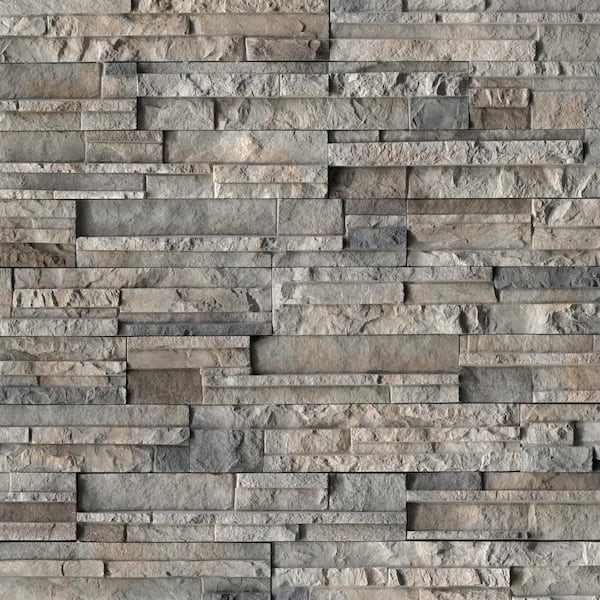 MSI Take Home Tile Sample - Terrana Ashbury Shadow 4 in. x 4 in. Natural Finish Cement Stone Look Ledger Panel Wall Tile