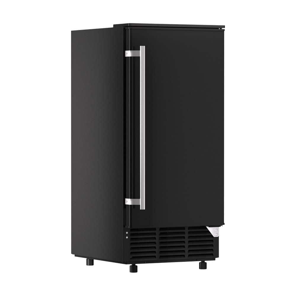 16 in. 120 lb. Outdoor Built-in/Freestanding Full Size Cubes Commercial Ice Maker in Black Stainless Steel, 32 lb. Bin