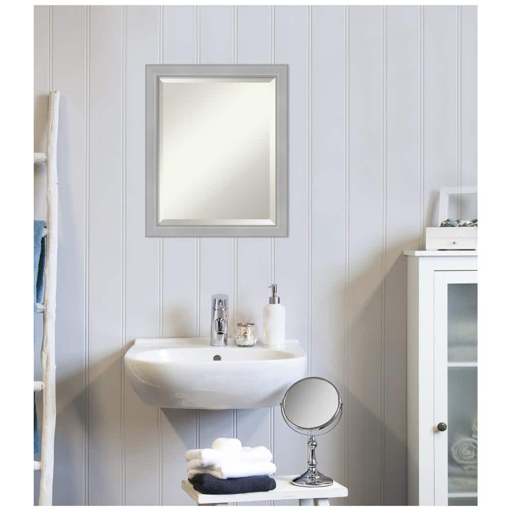 Vista Brushed Nickel 19" x 23" Rectangular Bathroom Vanity Wall Mirror