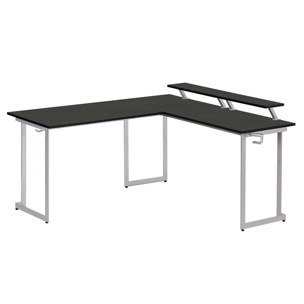 Techni Sport Warrior L-Shaped Gaming Desk with Cup Holders and Headphone Hook