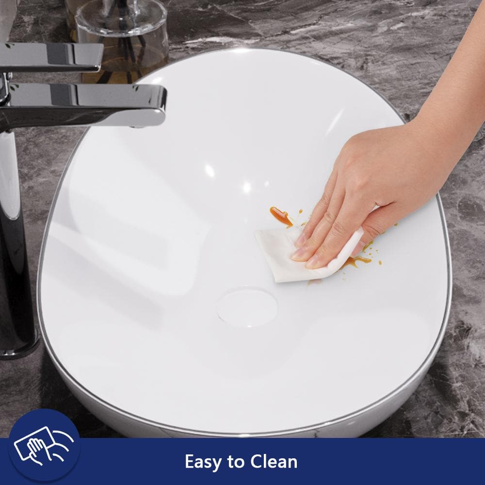 DeerValley 20" White Ceramic Oval Vessel Bathroom Sink