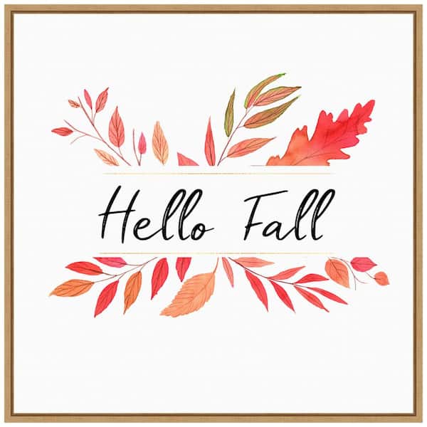 Amanti Art 22 in. Hello Fall Leaves Fall/Thanksgiving Framed Canvas Box Wall Art