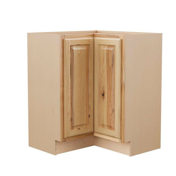 Hampton 36 in. W x 16.5 in. D x 34.5 in. H Assembled Corner Lazy Susan Base Kitchen Cabinet in Natural Hickory