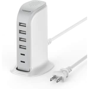 Wihte 6-Handsets Corded 40W USB Charging Station for Multiple Devices with 6 USB Blocks (2 USB C)