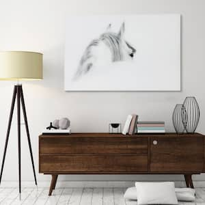 48 in. x 32 in. "Blanco Mare Horse" Frameless Free Floating Tempered Glass Panel Graphic Art