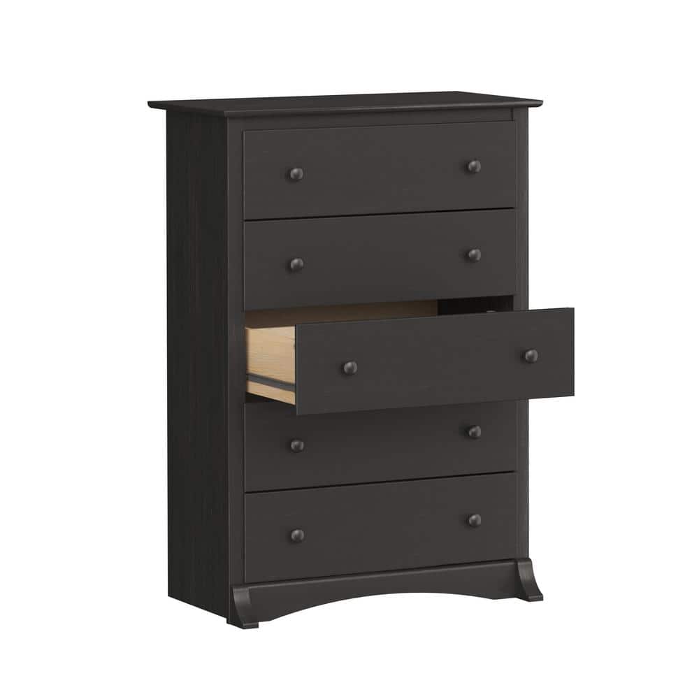 Washed Black 5-Drawer Vertical Chest