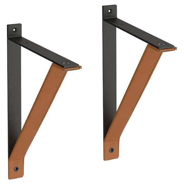 2-Pack 8.28 in. Tan and Black Decorative Shelf Bracket