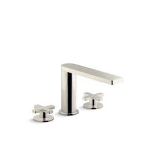 Composed 2-Handle Deck-Mount Bath Faucet with Cross Handles in Vibrant Polished Nickel