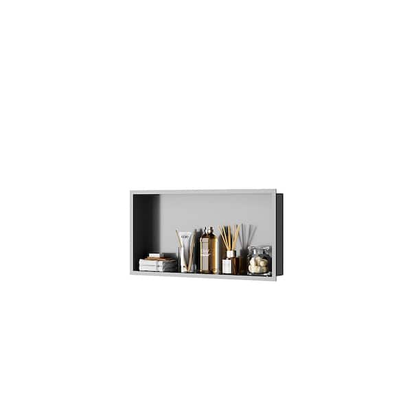 Simple Project 12 in. W x 24 in. H x 4 in. D Stainless Steel Shower Niche Wall for Bathroom Storage Soap Shampoo in Pale Gray