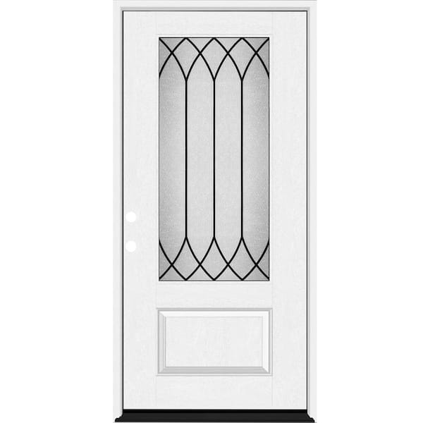 Steves & Sons Regency 36 in. x 80 in. 3/4-Lite Spire Decorative Glass LHIS Unfinished Fiberglass Prehung Front Door