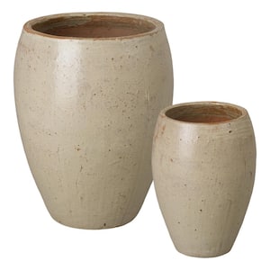 17 in. x 24 in. H Tropical Sand Ceramic ARC Planters S/2