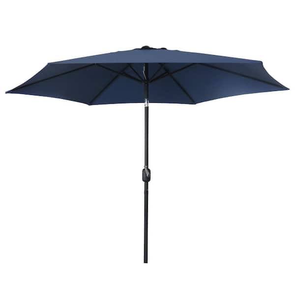 Clihome 9 ft. Steel Market Outdoor Tilt Patio Umbrella in Dark Blue