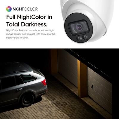 4MP UltraHD Wired PoE Turret Security Camera with 66 ft. Full Night Color, Built-in Mic, Cloud, 113° FOV, 2.8 mm Lens