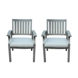 Lombok Dark Grey Removable Cushions Aluminum Outdoor Patio Dining Chair with Silver Cushion (2-Pack)