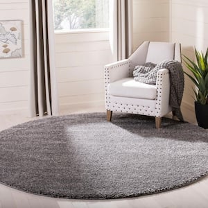 Solo Shag Charcoal 7 ft. x 7 ft. Round Solid Area Rug