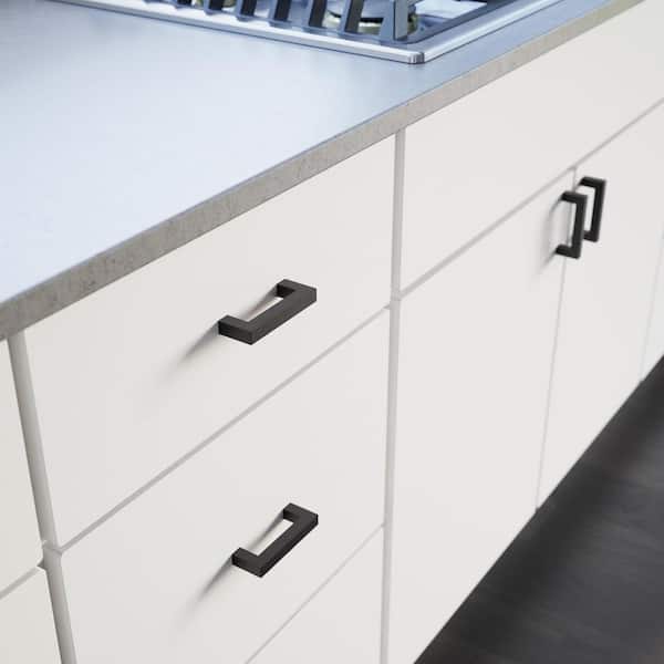 10-Pack Simple Modern Square 3 in. (76 mm) Modern Matte Black Cabinet Drawer Pulls