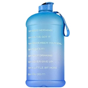 128 oz Hydration Nation Plastic Water Bottle with Times to Drink - Ombre Blue