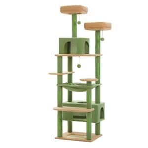 Medium Cat Multi-Level Cat Tree Luxury Cat Tower Condo Hammock Cat Scrapers Scratching Post in Green