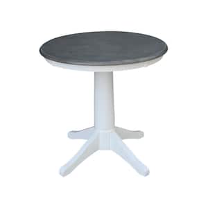 30 in. Round Top Heather Gray/White Solid Wood Dining Table