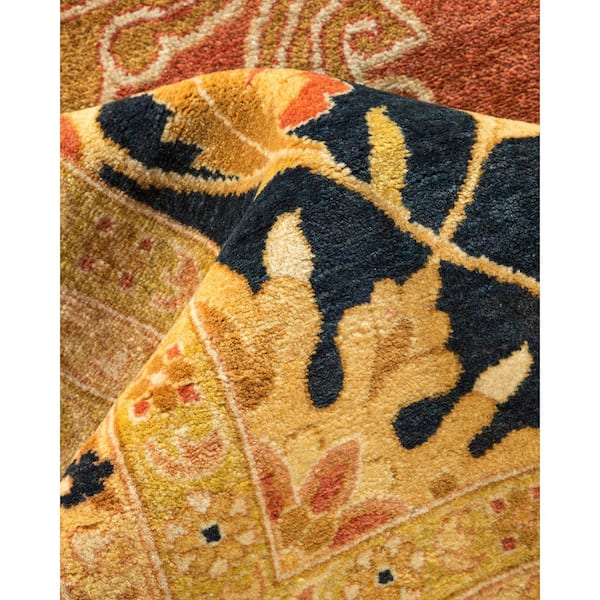 Mogul Orange 12 ft. x 18 ft. Oriental Wool Indoor Area Rug