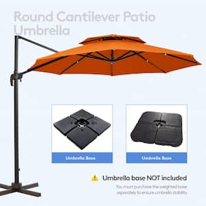 11 ft. Round Patio Cantilever Umbrella With Cover in Orange