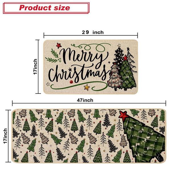 Artoid Mode Grey Snowman Xmas Tree Snowflake Let It Snow Christmas Kitchen Mats Set Of 2, Winter Home Decor Low-Profile Kitchen Rugs For Floor - 17x29 And 17x47 Inch