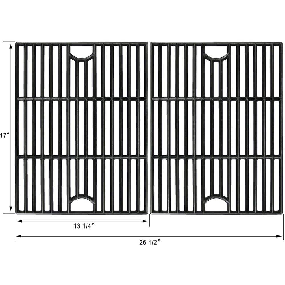17'' Black Polished Porcelain Coated Cast Iron Grill Grates Set