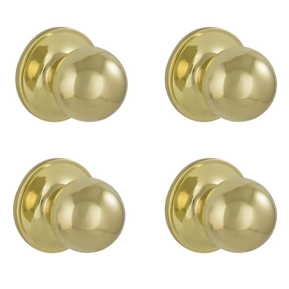 ESSENTIALS by Schlage Morrow Bright Brass Passage Hall/Closet Door Knob (4Pack) V10 V MOW 605