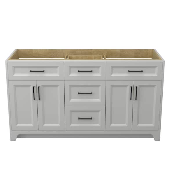 Zeafive 60 in. W x 21 in. D x 33 in. H Bath Vanity Cabinet without Top Bathroom Vanities Cabinet in Light Gray