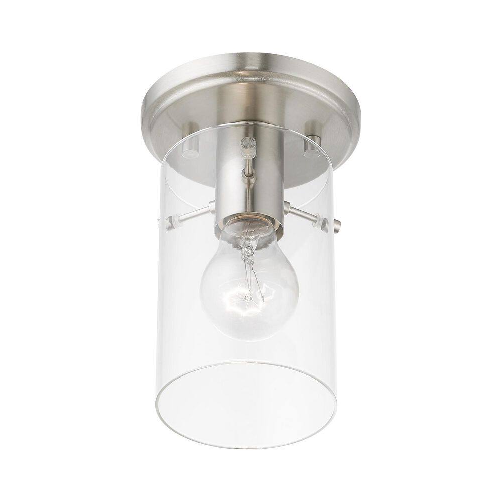 Munich Contemporary Brushed Nickel 1-Light Indoor/Outdoor Flush Mount