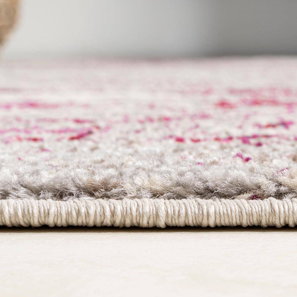 Serene Abstract Maroon and Cream 5'x8' Synthetic Area Rug