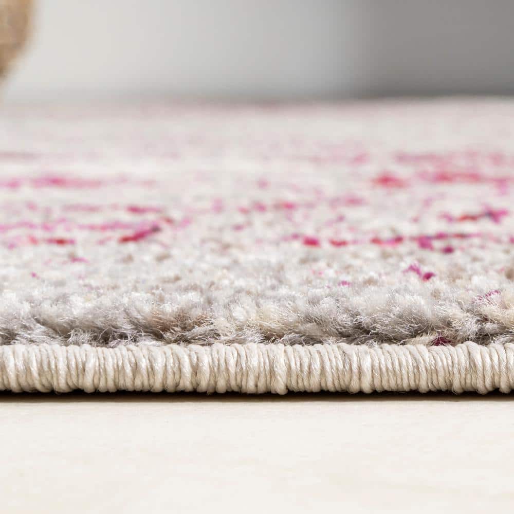 Serene Abstract Maroon and Cream 5'x8' Synthetic Area Rug