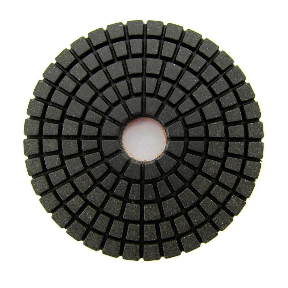 4 in. JHX Wet Diamond Polishing Pads for Granite/Concrete (Set of 7) with 4  in. Semi-Rigid Back Holder