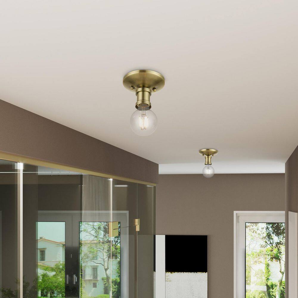 Lansdale Antique Brass 1-Light Flush Mount for Indoor/Outdoor