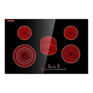 Built in Electric Stove Top 30 in. 5 Burners Glass Radiant Cooktop with Sensor Touch Control, Timer and Child Lock,Black