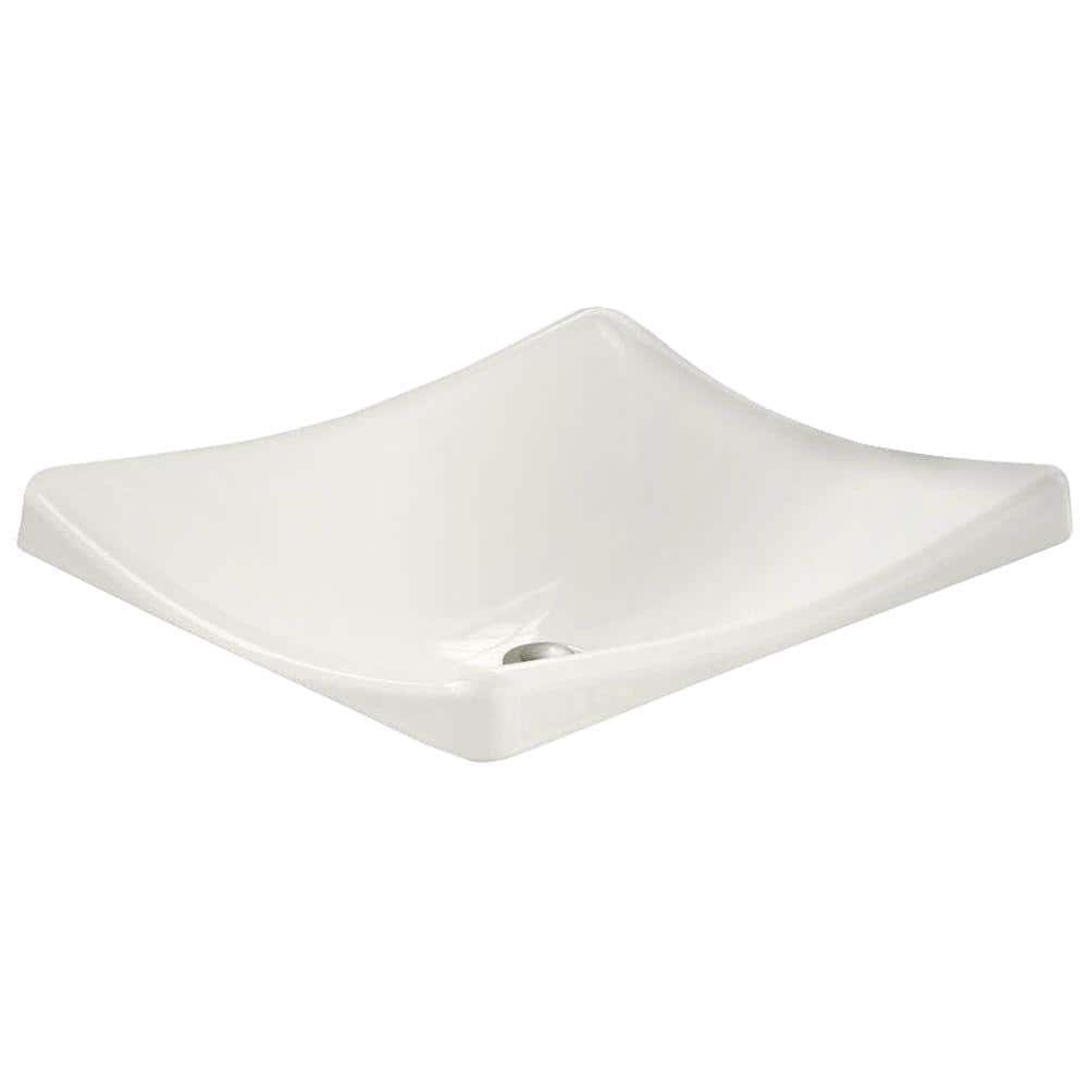 DemiLav White Cast Iron Rectangular Above-Counter Bathroom Sink