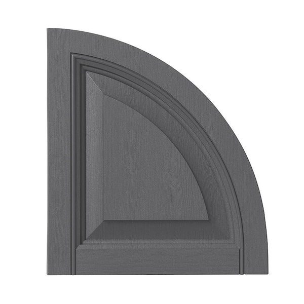 Ply Gem 15 in. x 17 in. Polypropylene Raised Panel Gray Arch Shutter Top Pair