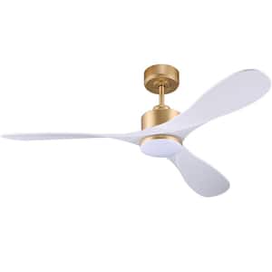 52 in. Smart Indoor/Outdoor White Gold Modern Ceiling Fan with Dimmable Integrated LED, Control by ‎App, Remote, Voice
