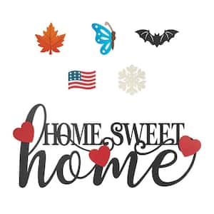 11.5 in. H Metal Home Sweet Home Wall Decor, w/6 Changeable Decors(Spring/Valentine/Patriotic/Fall/Halloween/Christmas)