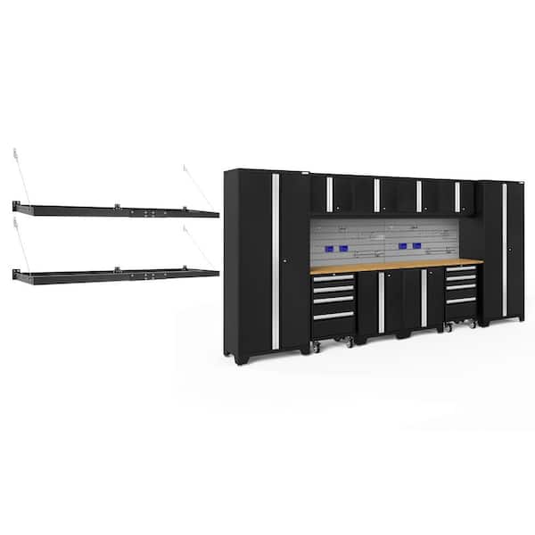 NewAge Products Bold Series 156 in. W x 76.75 in. H x 18 in. D 24-Gauge Steel Garage Cabinet Set in Black (12-Piece)