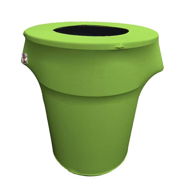 LA Linen 55 Gal. Round, Lime Stretch Spandex Trash Can Cover