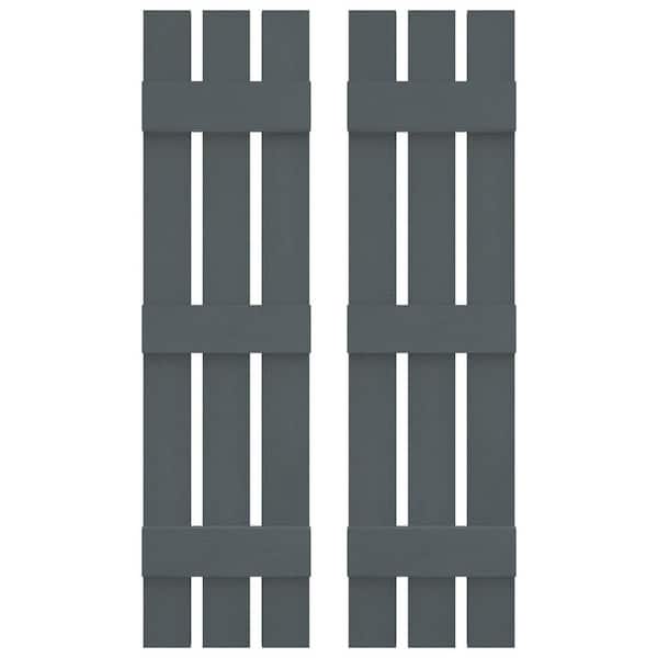 Builders Edge 12 in. W x 59 in. H Vinyl Board and Batten Shutters Pair in Storm Cloud
