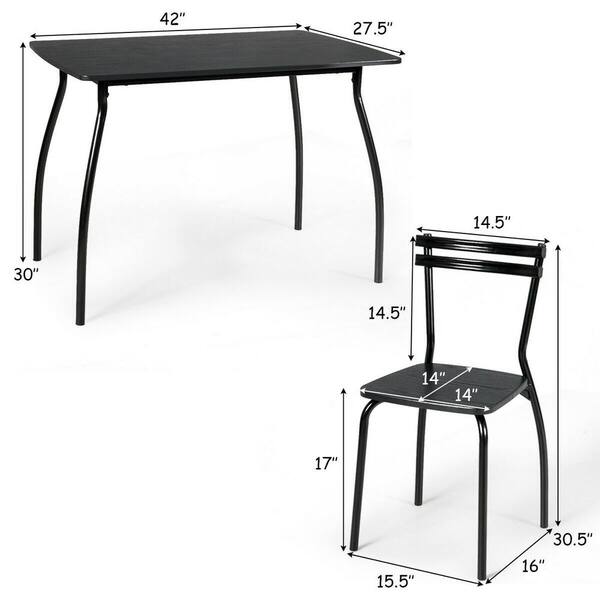 Costway 5 Pcs Dining Set Table and 4-Chairs Home Kitchen Room Set 