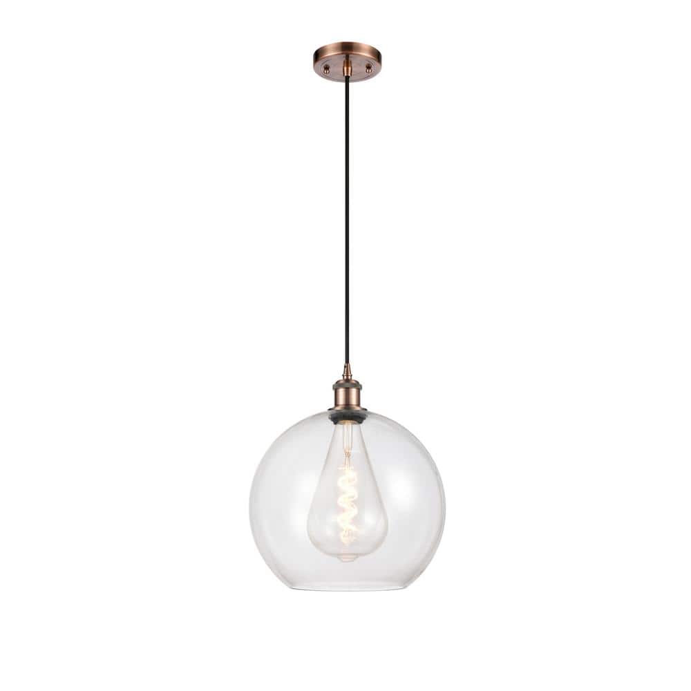 Athens 60-Watt 1 Light Antique Copper Shaded Mini Pendant Light with Clear glass Clear Glass Shade price history on PriceWatchPro