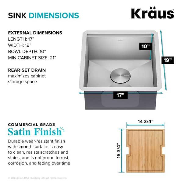 Kraus 17 Inch Length Workstation Kitchen Sink Dish Drying Rack Drainer and  Utensil Holder, Stainless Steel KDR-3