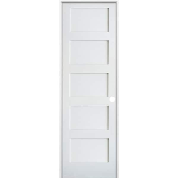30 in. x 96 in. Shaker 5-Panel Primed Solid Core MDF Left-Hand Single Prehung Interior Door