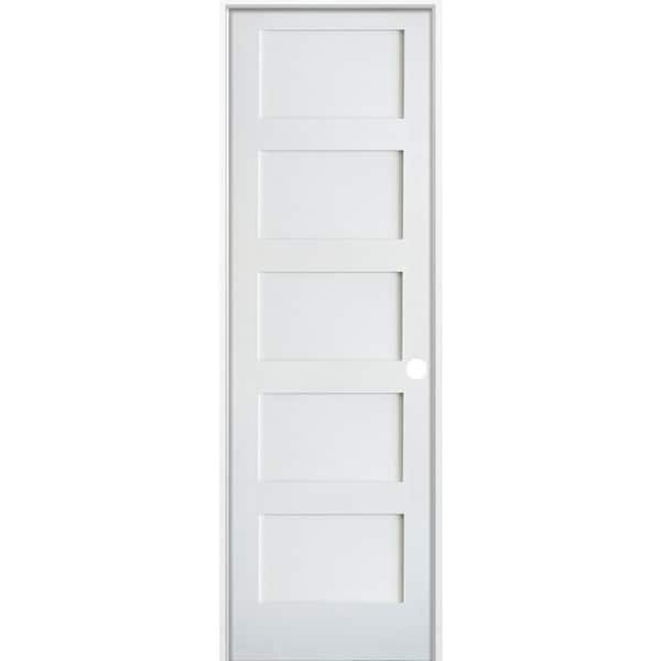 Krosswood Doors 32 in. x 96 in. Shaker 5-Panel Solid Core MDF Primed Left-Hand Single Prehung Interior Door