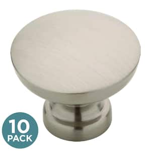 Essentials 1-3/16 in. (30 mm) Classic Satin Nickel Round Cabinet Knobs (10-Pack)