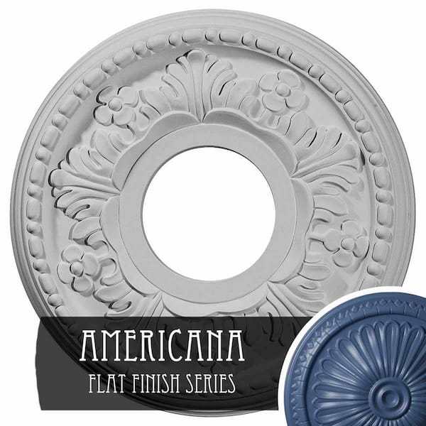 Ekena Millwork 7/8" x 11-7/8" x 11-7/8" Polyurethane Helene Ceiling Medallion, Hand-Painted Americana