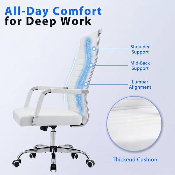 LACOO PU Leather Ergonomic Ribbed Office Mid-Back Executive Task